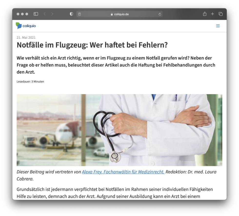 Muss Man Sich Als Arzt Im Flugzeug Melden Notfall im Flugzeug - WWS Rechtsanwälte